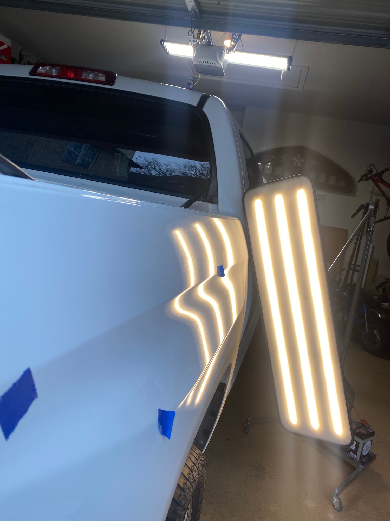 Truck panel restoration after paintless dent repair